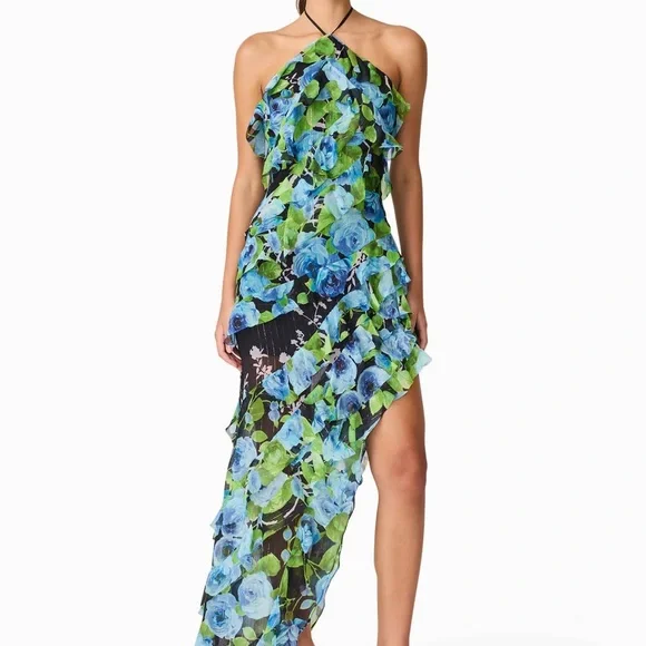 Brand New- Elliatt Briony Asymmetrical Maxi Dress in Black Floral 🦋 Dresses